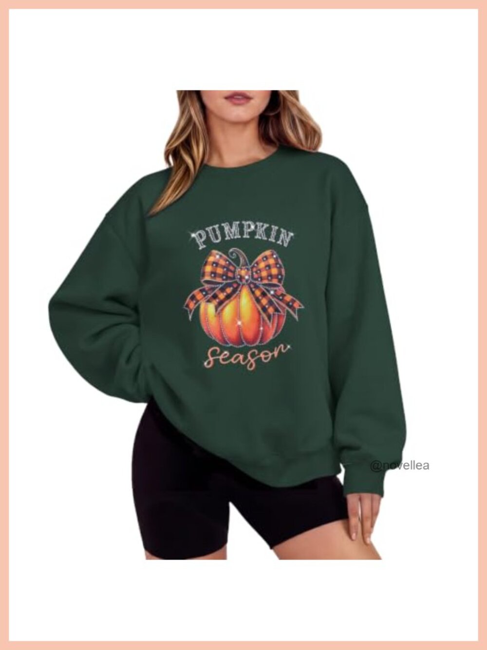 Rhinestone Pumpkin Sweatshirt Fall Graphic Crewneck Long Sleeve Women